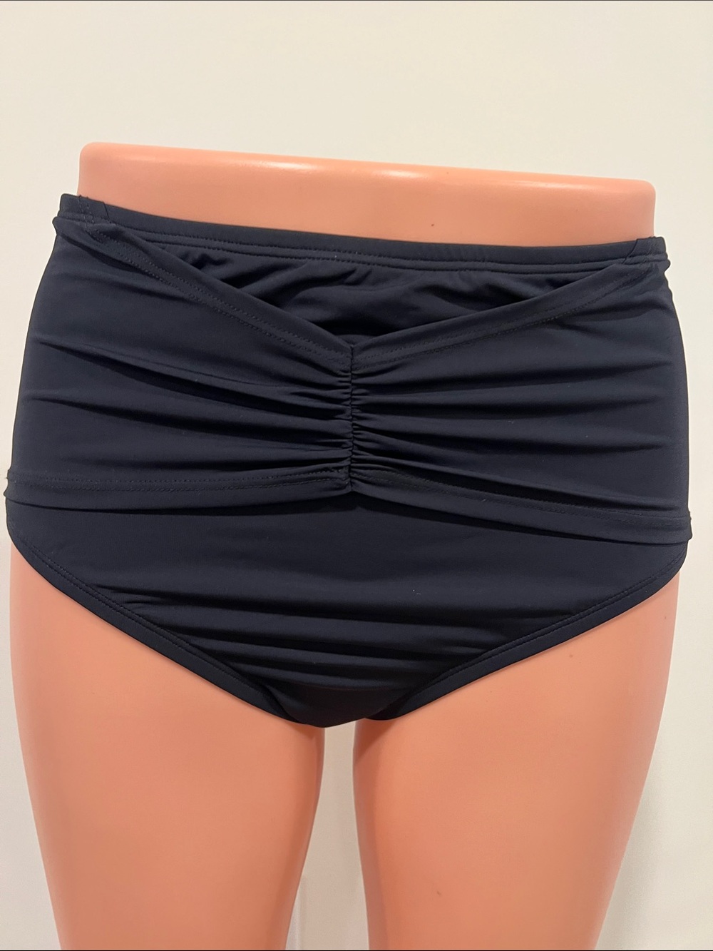 White House Black Market Shirred High-Waist Black Swim Bottoms Size Small